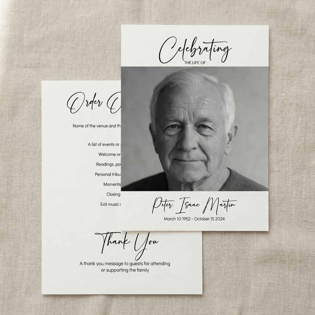 the minimalist order of service for a funeral.