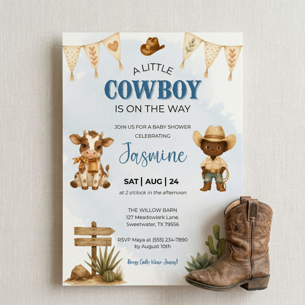 cowboy baby shower invitation