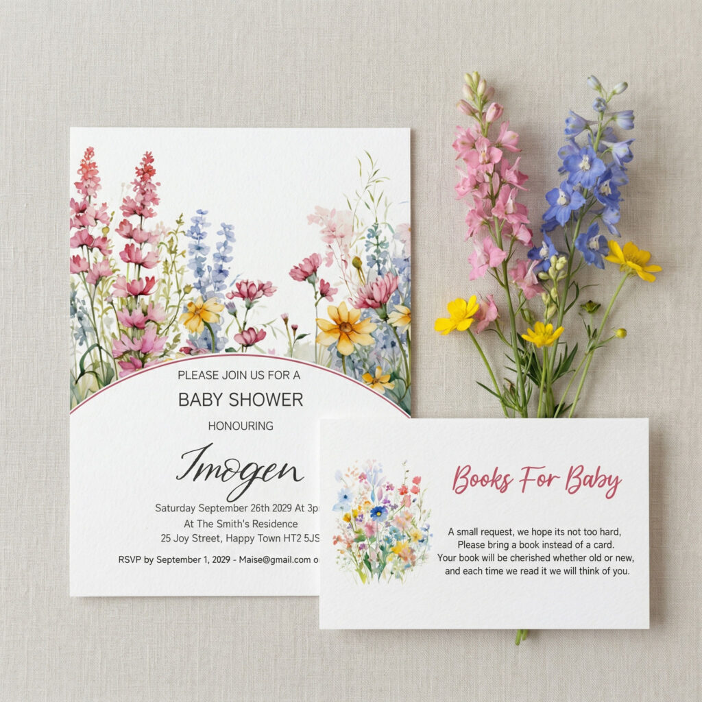 baby in bloom baby shower stationery