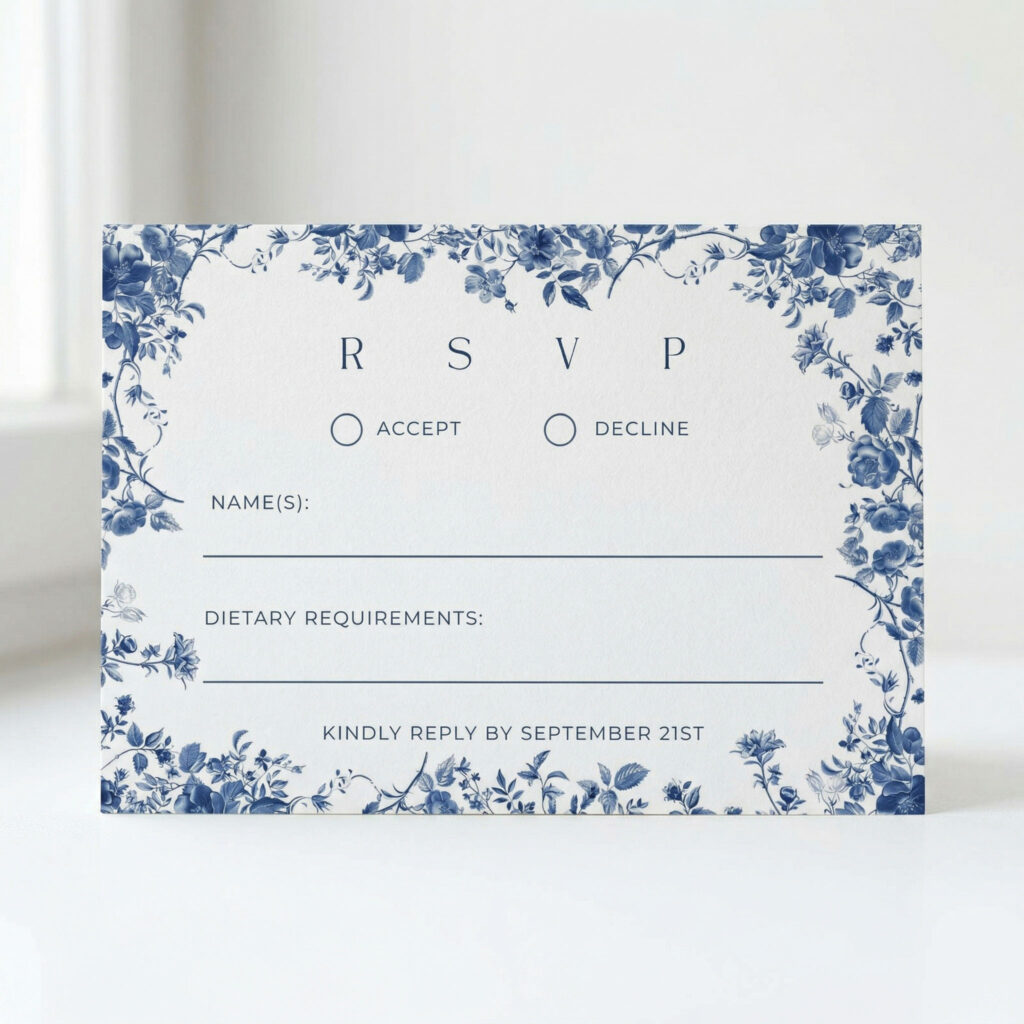 Blue toile RSVP
