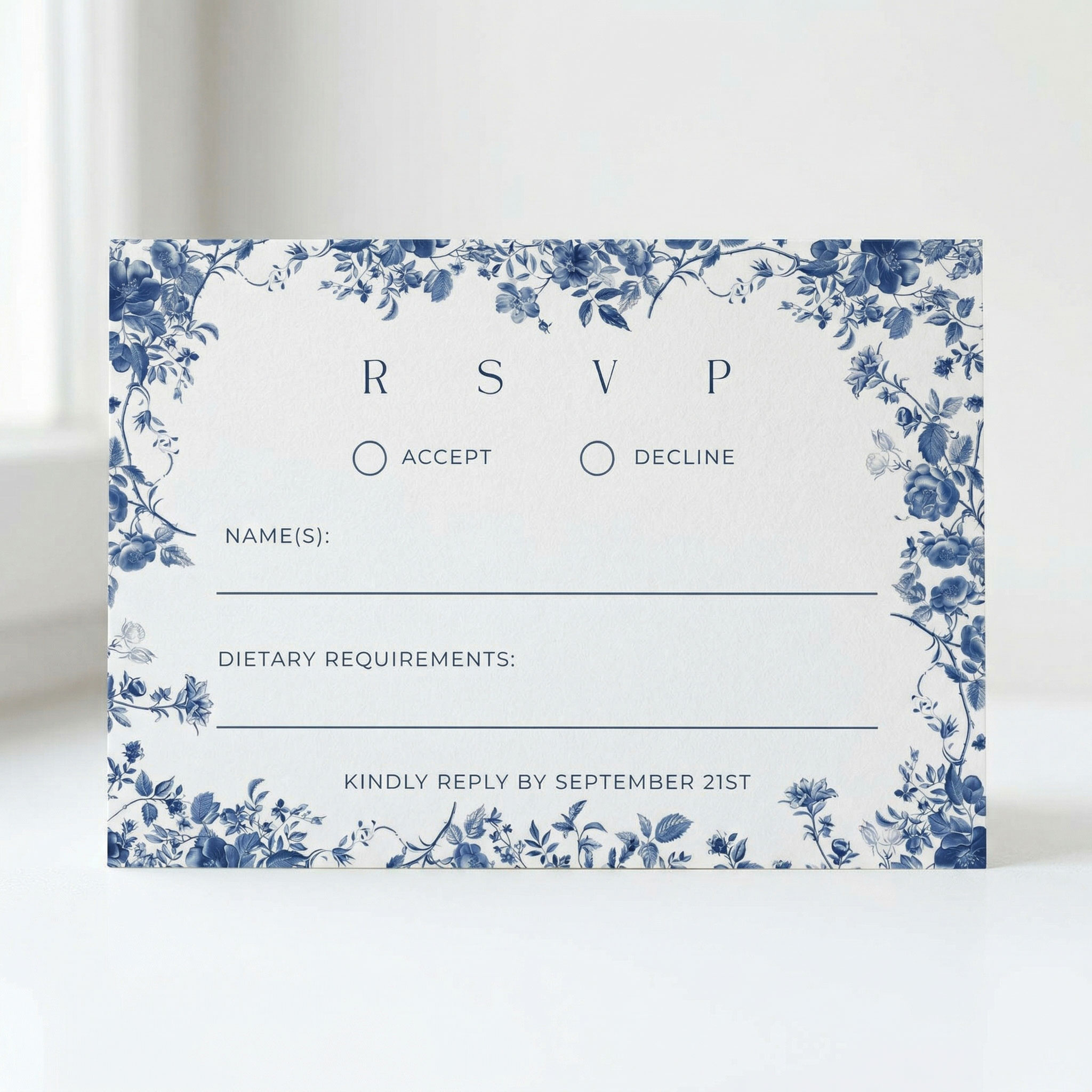 Blue toile RSVP