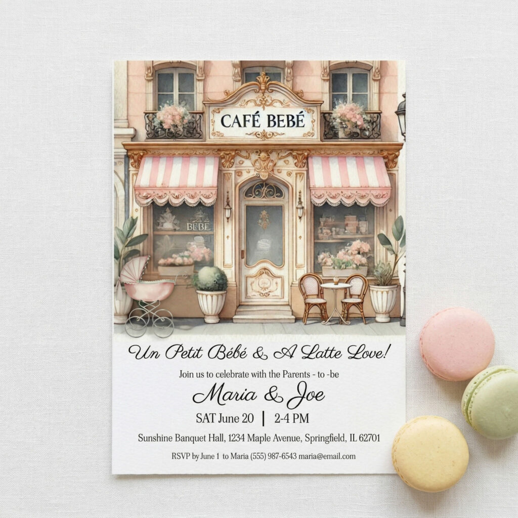 Cafe Bebe Baby Shower Stationery