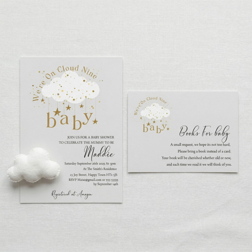 Cloud Nine Baby Shower Stationery