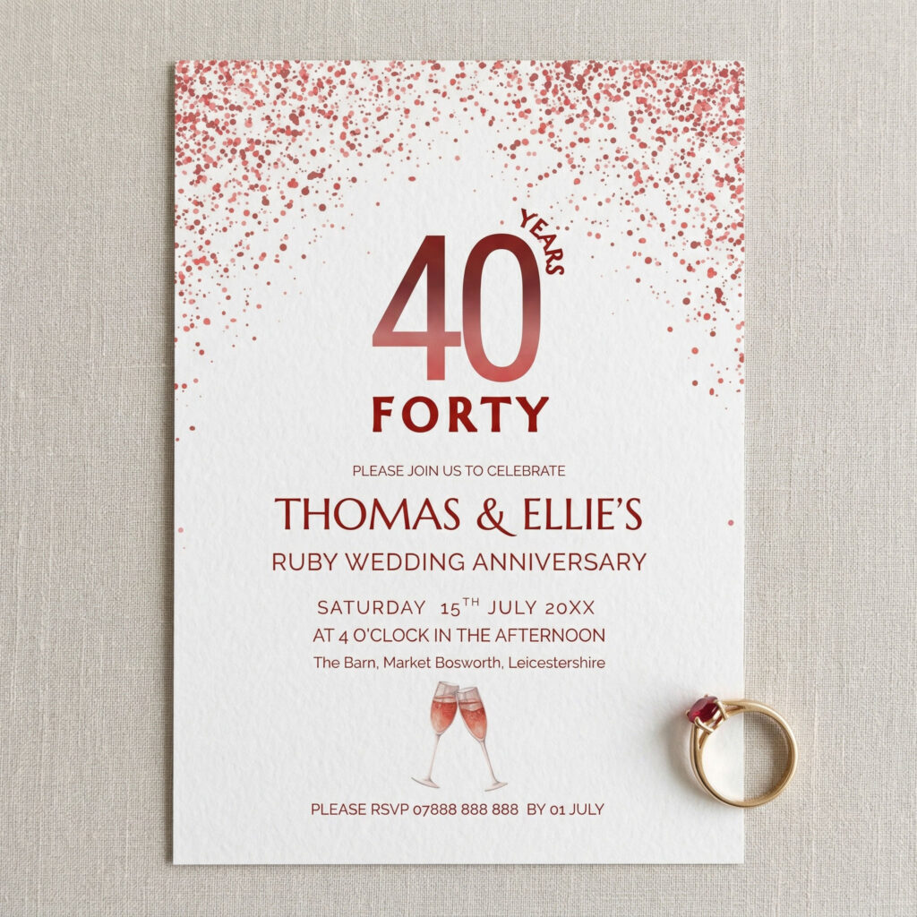 a ruby wedding anniversary party invitation