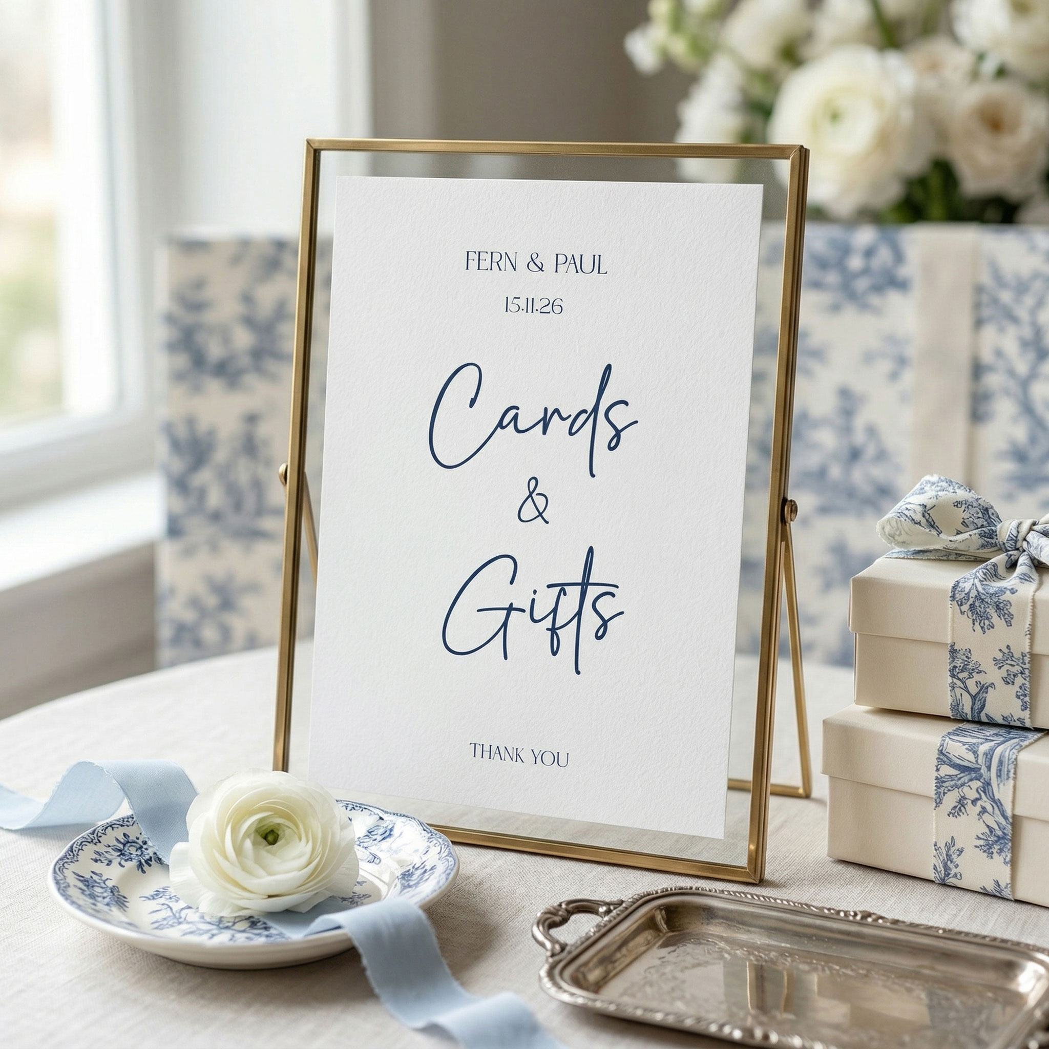 A wedding table sign for cards and gifts