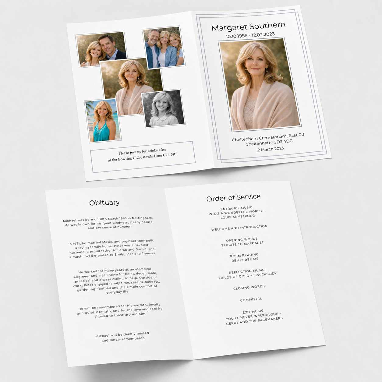 A simple order of service with minimalist features