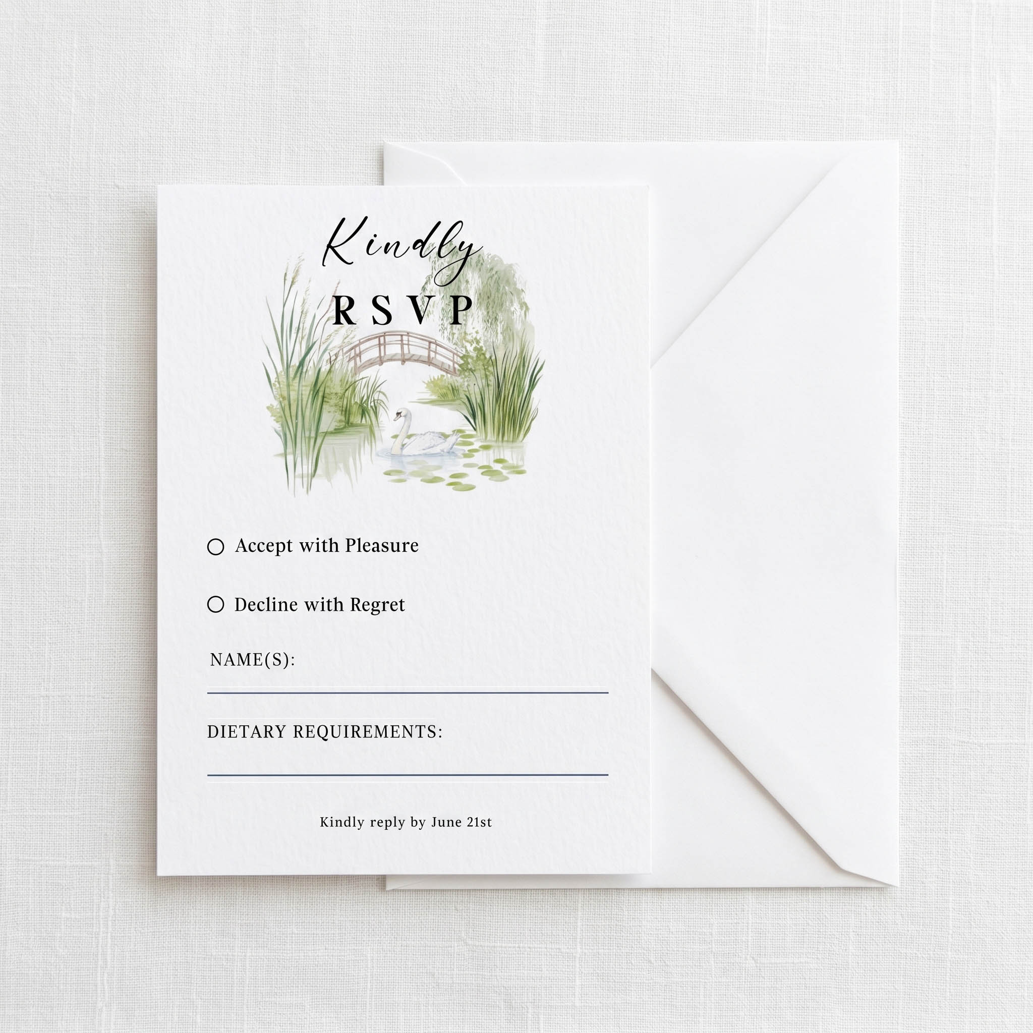 a wedding rsvp with a country garden watercolour design