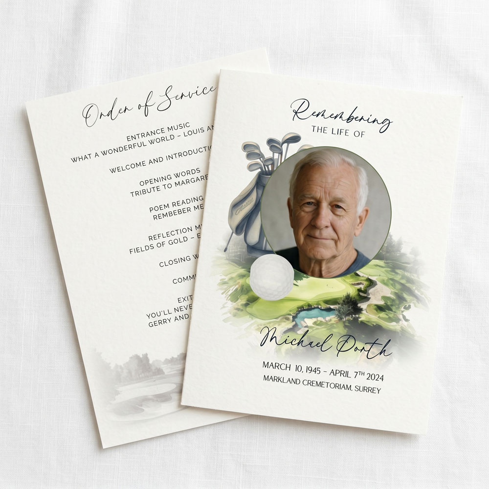 the golfer order of service - a 2 page design for the avid golfer