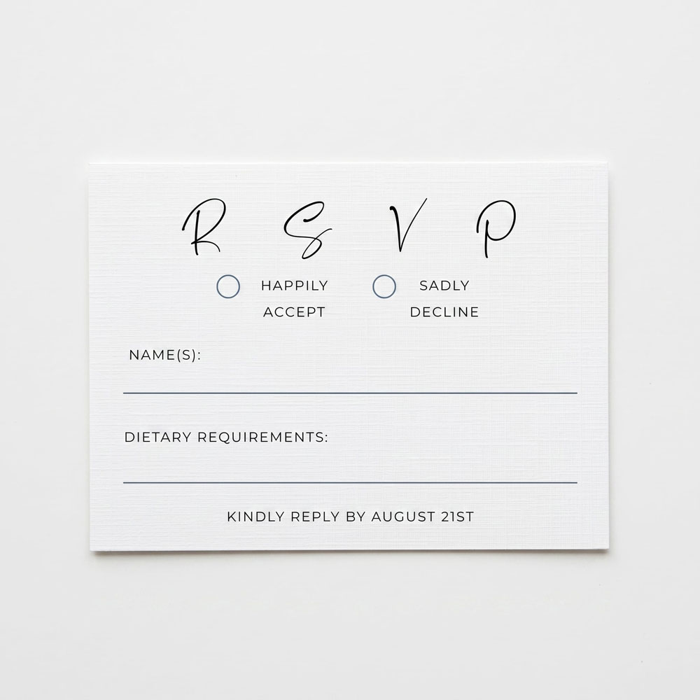 a minimalist style RSVP card