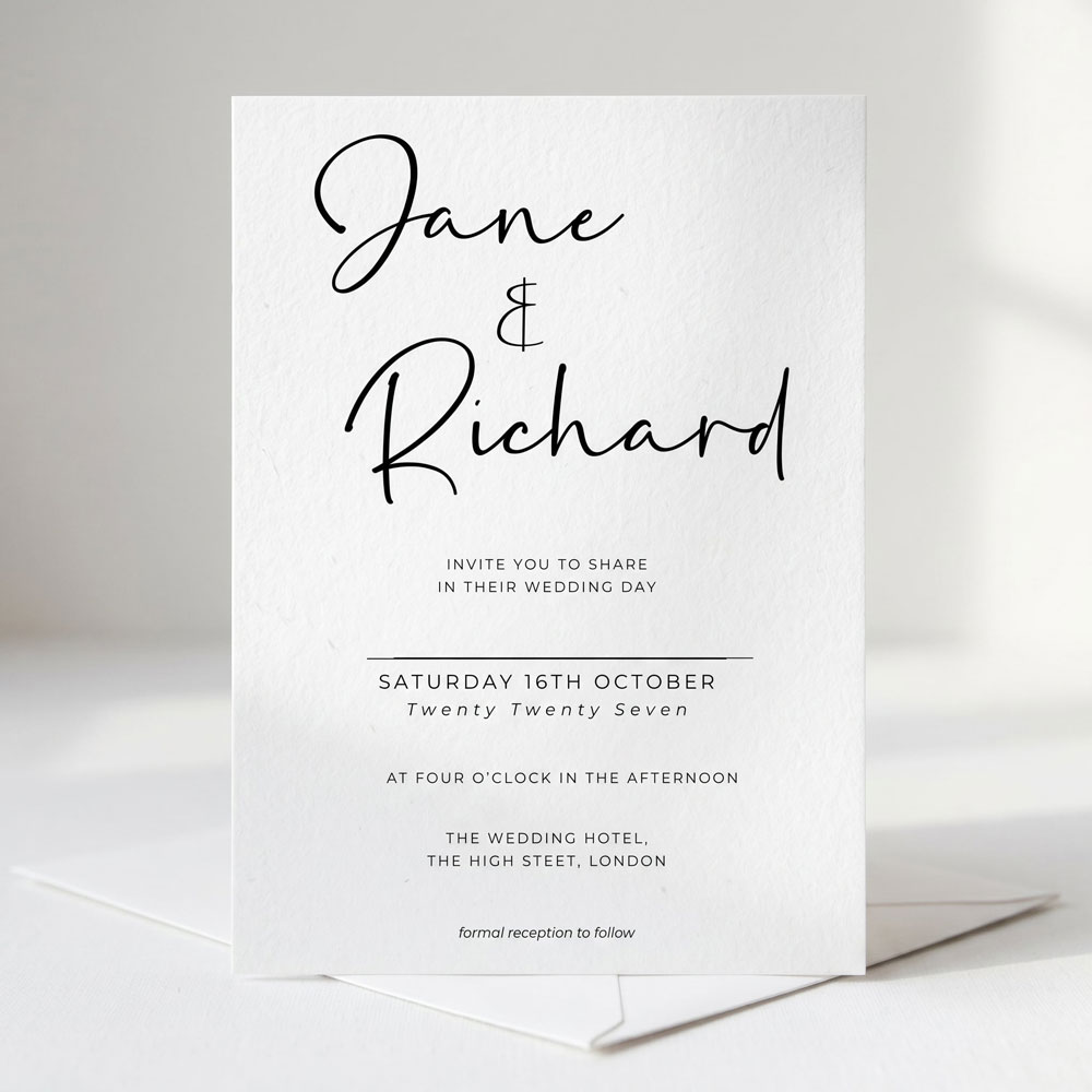a minimalist white wedding invitation 