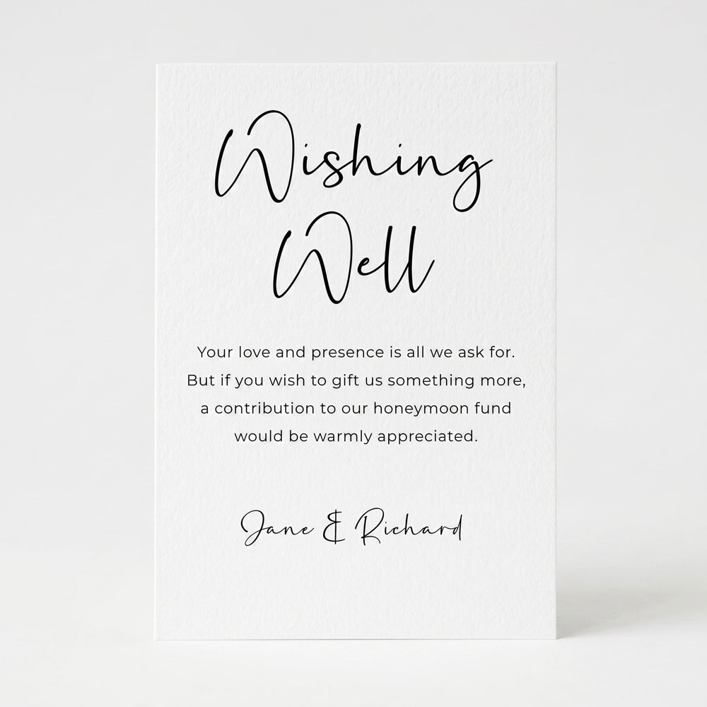 a modern wishing well wedding card
