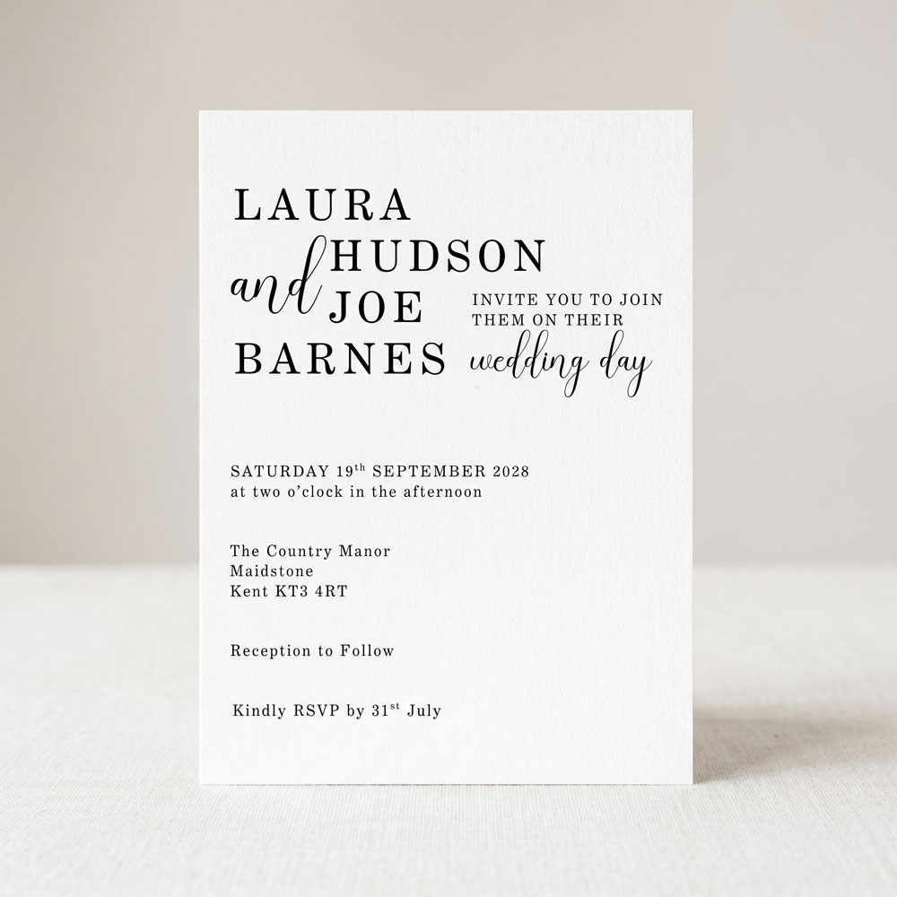 a modern typography wedding invitation