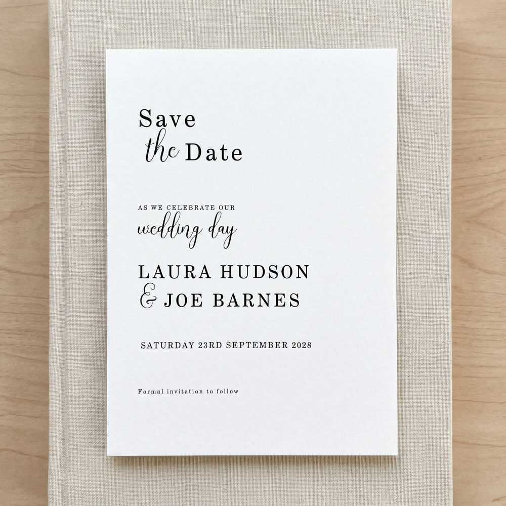 a modern typography wedding save the date