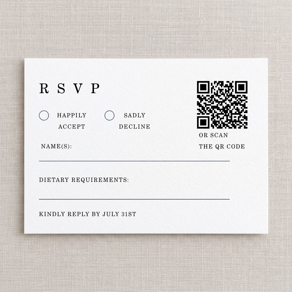 a modern typography wedding RSVP card